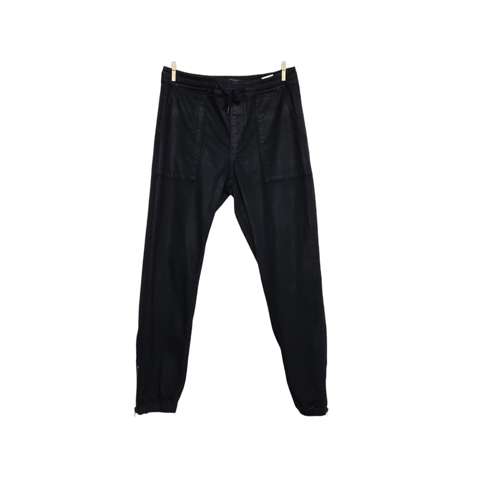 Hudson Jeans Women Utility Jogger Size Small Zipper Hem Black Coated